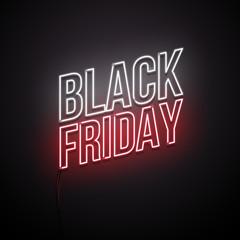 Black Friday background. Neon sign. Vector illustration.