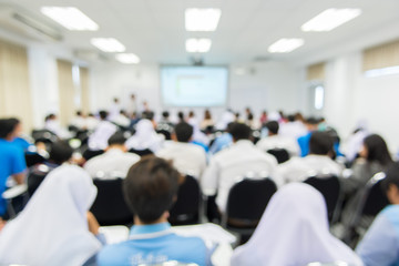 Fototapeta na wymiar Blur of students in classroom