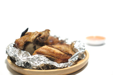 Delicious grill chicken on foil