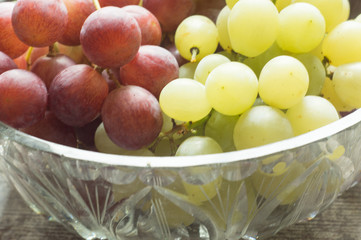 wine and colorful grapes