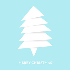 Fototapeta premium Paper white christmas tree from pieces of paper