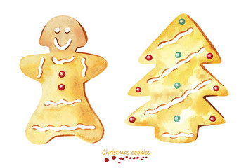 Watercolor Christmas cookies