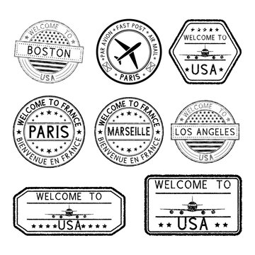 Set of tourist stamps
