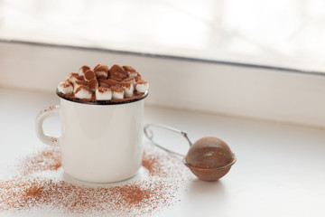 cup of hot cocoa with marshmallow