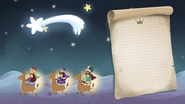 Carta a los reyes magos con estrella de navidad