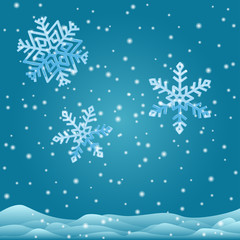 Obraz na płótnie Canvas White snowflakes on blue background