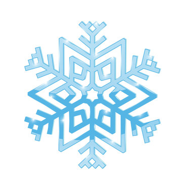 Snowflake. Blue symbol isolated on white background
