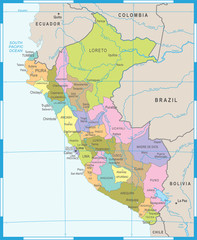 Obraz premium Peru Map - Detailed Vector Illustration