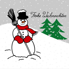 Weihnachtskarte Schneemann