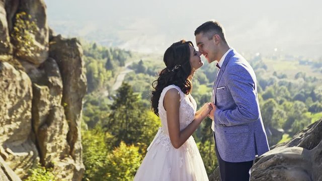 Kissing newly married couple