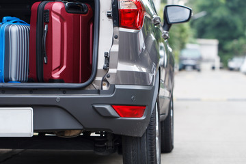 Fototapeta premium Private car and luggage are prepared for the holidays