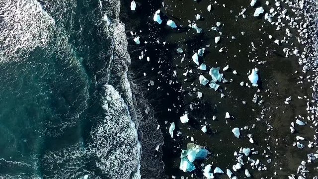 Drone shot over Ice beach.
