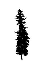 Silhouette of pine tree. Hand made.