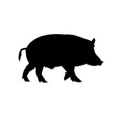 Silhouette of running boar.