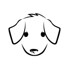 Cute puppy face outline on white background