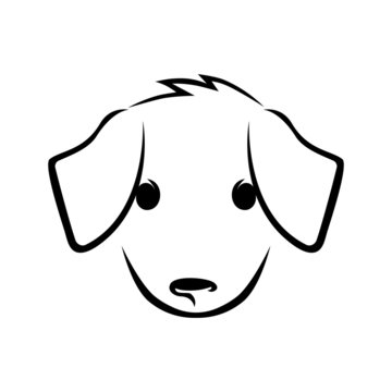 Cute puppy face outline on white background