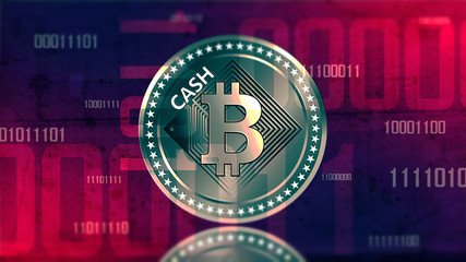 Virtual cryptocurrency Bitcoin Cash sign in digital cyberspace