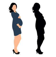 isometric woman, silhouette girl pregnant