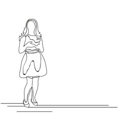 sketch of a girl standing, isolated