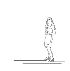 sketch of a girl in a dress, isolated