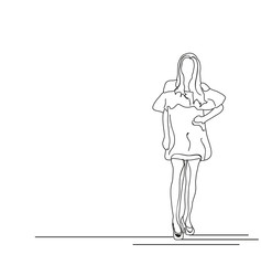 sketch of a girl in a dress, isolated
