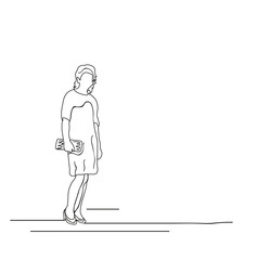 sketch of a girl with a bag, isolated