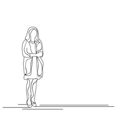 Fototapeta na wymiar sketch of a girl standing, isolated