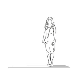 sketch of a girl with a bag, isolated