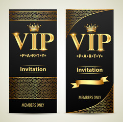 Illustration design invitations to the VIP party gold