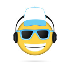 Cool Emoji listening to music and cap