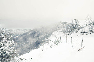 sierra salvada in snowy winter, Basque country, Spain, Europe