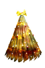 A bright Christmas tree made by hand. Isolated decoration on a white background.