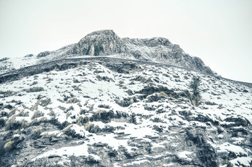 Orduña mountain pass in snowy winter, Vizcaya, Basque Country, Spain, Europe