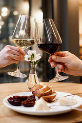 Cheese table with wine