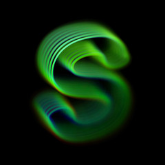 3D letter S logo. Modern eco and bio concept logotype design. Glass letter S consisting of green glowing curves. Good logo for ecological, science, biological companies. Eps 10, vector illustration.