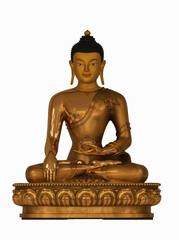 Beautiful Gold Buddha Gautama statue isolated on white background