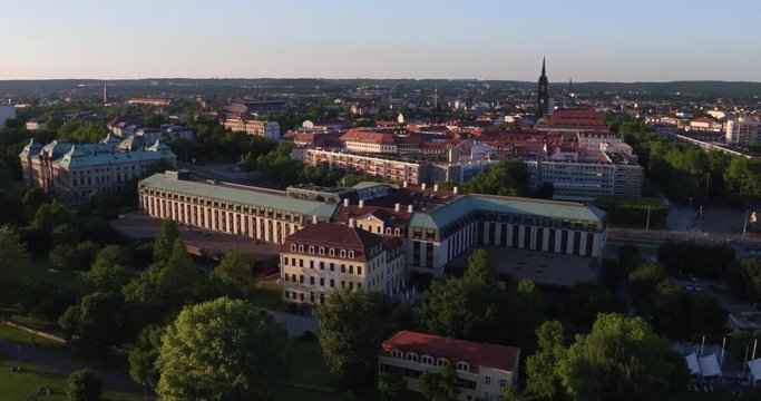 drone moving sideways at westin bellevue Germany Dresden aerial 4k 