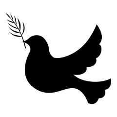 Silhouette dove with palm branch