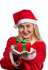 Santa girl with gift