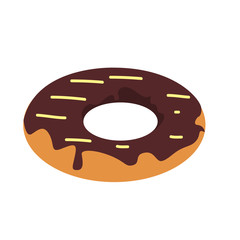 Chocolate donut isolated on white background, Vector illustration