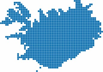 Fototapeta na wymiar Blue square shape Iceland map on white background. Vector illustration eps10.