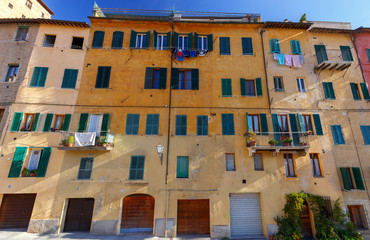 Siena. Facades of old houses.