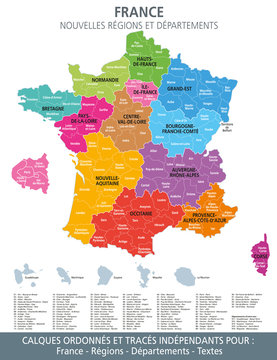 Carte de France, nouvelles régions et départements-1