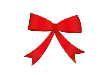 Red bow . Vector isolated on white background. For a holiday or a party