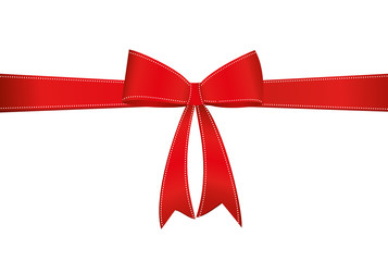 Red bow with ribbon . Vector isolated on white background. For a holiday or a party