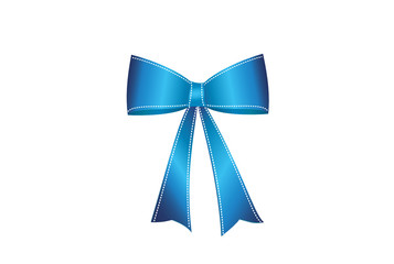 Blue  bow . Vector isolated on white background. For a holiday or a party