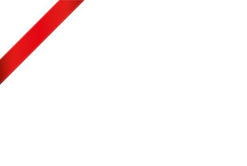 Decorative red ribbons banner in the corner diagonally. With copy space 
