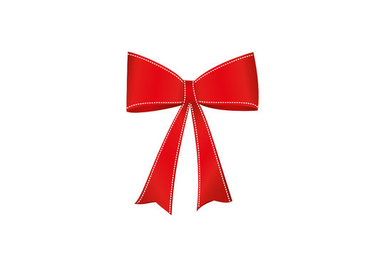 Red  bow . Vector isolated on white background. For a holiday or a party