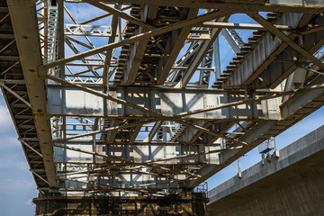 Fototapeta na wymiar Close up bridge steel.