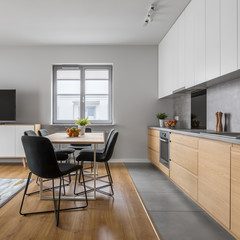 Modern wood kitchen with table